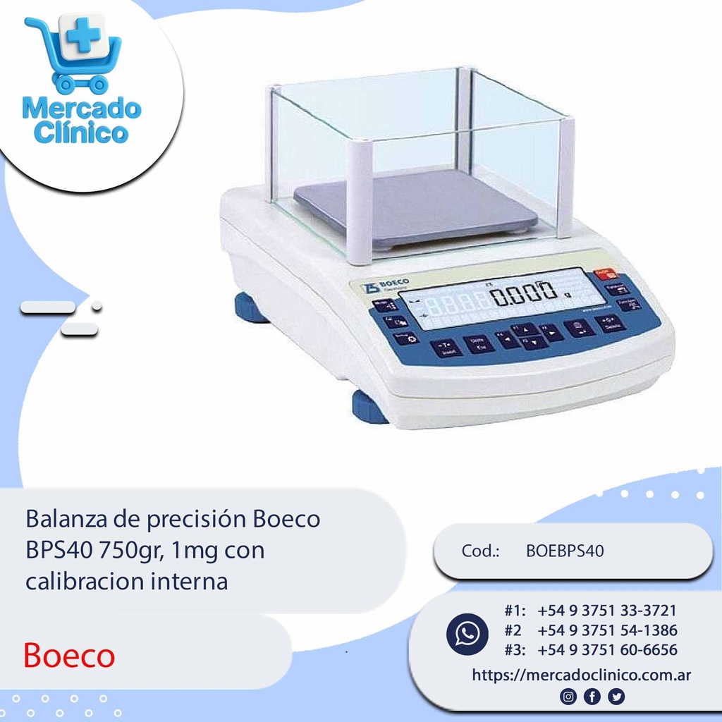 Balanza de precisión Boeco BPS40 750gr, 1mg con calibracion interna ...